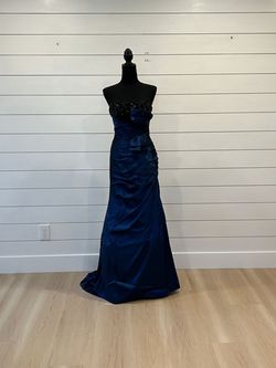 Maggie Sottero Blue Size 4 Fitted Floor Length Military Mermaid Dress on Queenly