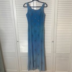 Style 2020 Je Matadi Blue Size 8 Ombre Silk 2020 Semi Formal Straight Dress on Queenly