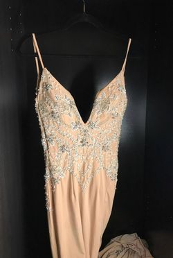 Jovani Nude Size 4 Gala Side slit Dress on Queenly