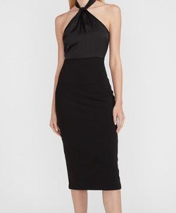 Express Black Size 4 Midi Jersey Cocktail Dress on Queenly