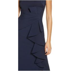 Eliza J Blue Size 14 Spandex Floor Length Polyester Side slit Dress on Queenly
