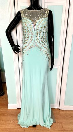 Style 115722 Tony Bowls Green Size 8 Military Turquoise Mermaid Dress on Queenly