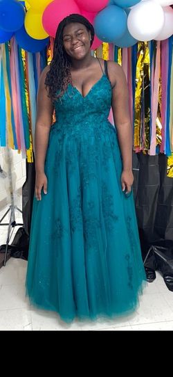Style 87322 Amarra Green Size 18 Plus Size 87322 Floor Length Ball gown on Queenly