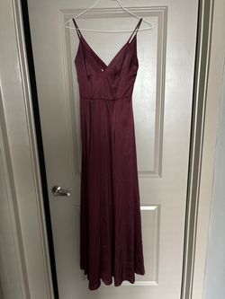 Style GS290019 David's Bridal Purple Size 2 Plunge Tall Height A-line Dress on Queenly