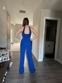 Jay Godfrey Blue Size 2 High Neck Floor Length Tall Height Jumpsuit Dress on Queenly
