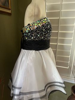 Lets fashion Black Size 16 Strapless Prom Jersey Cocktail Dress on Queenly