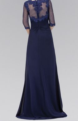 Gls Blue Size 12 Floor Length Sleeves A-line Dress on Queenly