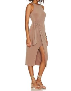 Style 1-1025378686-3236 Lanston Brown Size 4 Side Slit Free Shipping Cocktail Dress on Queenly