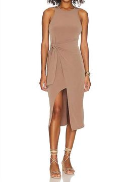 Style 1-1025378686-3236 Lanston Brown Size 4 Tall Height Spandex Polyester Cocktail Dress on Queenly
