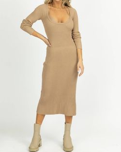 Style 1-1057886459-2901 MABLE Brown Size 8 Long Sleeve Cocktail Dress on Queenly