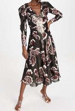 Style 1-1116591832-1901 TANYA TAYLOR Black Size 6 Shiny Floral Straight Dress on Queenly