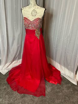 Mac Duggal Red Size 6 Floor Length Military A-line Dress on Queenly