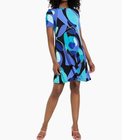 Style 1-1226008504-2168 Joseph Ribkoff Blue Size 8 Turquoise Sorority Rush Summer Pockets Cocktail Dress on Queenly