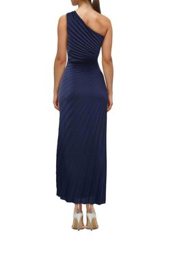 Style 1-1271856439-2791 DELFI COLLECTIVE Blue Size 12 Floor Length One Shoulder Side Slit Tall Height Straight Dress on Queenly