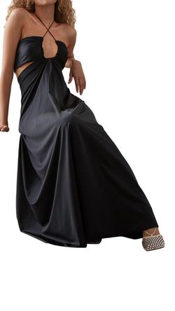 Style 1-1349149307-2791 DELFI COLLECTIVE Black Size 12 Plus Size Halter Cocktail Dress on Queenly