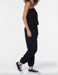 Style 1-1441045524-2791 bobi Black Size 12 Floor Length Spandex Jersey Pockets Jumpsuit Dress on Queenly