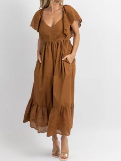 Style 1-1561047558-2696 Fore Brown Size 12 Ruffles Military Floor Length Pockets Straight Dress on Queenly