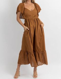 Style 1-1561047558-2696 Fore Brown Size 12 Ruffles Military Floor Length Pockets Straight Dress on Queenly