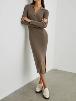 Style 1-1720859465-2793 Rails Brown Size 12 Sleeves Side Slit High Neck Cocktail Dress on Queenly