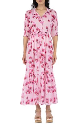 Style 1-2053627452-3011 BANJANAN Pink Size 8 Floral Pockets Cocktail Dress on Queenly
