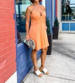 Style 1-2086665122-3775 MINKPINK Orange Size 16 Mini V Neck Tall Height Cocktail Dress on Queenly