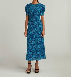 Style 1-2122790699-2168 SALONI Blue Size 8 Tall Height Silk Print Cocktail Dress on Queenly