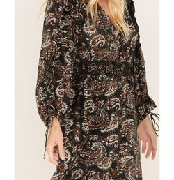 Style 1-2219126324-2901 Cleobella Black Size 8 Print Long Sleeve Cocktail Dress on Queenly