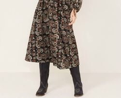 Style 1-2219126324-3236 Cleobella Black Size 4 Print Sleeves Cocktail Dress on Queenly