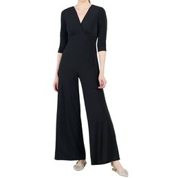Style 1-2280276202-3775 CLARA SUNWOO Black Size 16 Floor Length Spandex Jumpsuit Dress on Queenly