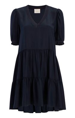 Style 1-2376174123-3236 cinq a sept Blue Size 4 A-line Navy Sleeves Sorority Cocktail Dress on Queenly
