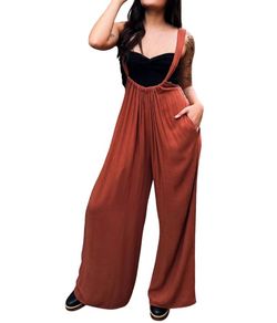 Style 1-2541751780-3471 FINAL TOUCH Brown Size 4 Floor Length Jumpsuit Dress on Queenly