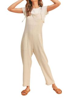 Style 1-2576664742-2901 MIOU MUSE Nude Size 8 Tall Height Pockets Jumpsuit Dress on Queenly