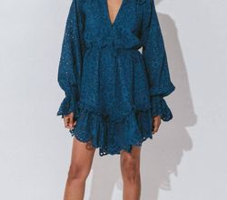 Style 1-2753942625-2901 Cleobella Blue Size 8 Mini Ruffles Cocktail Dress on Queenly