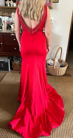 Mac Duggal Red Size 4 Floor Length Short Height Mermaid Dress on Queenly