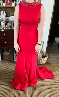 Mac Duggal Red Size 4 Jersey Medium Height Mermaid Dress on Queenly