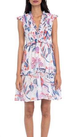Style 1-2934212343-3471 BANJANAN Blue Size 4 Mini Tall Height Summer Cocktail Dress on Queenly