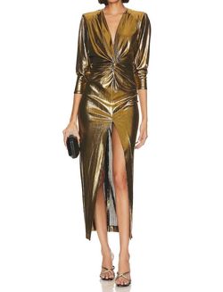 Style 1-2977663216-1901 Smythe Gold Size 6 Shiny Free Shipping Cocktail Dress on Queenly