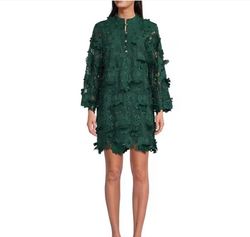 Style 1-302293030-3471 j.marie Green Size 4 Lace Long Sleeve Polyester Tall Height Cocktail Dress on Queenly