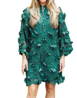 Style 1-302293030-3471 j.marie Green Size 4 Lace Long Sleeve Polyester Tall Height Cocktail Dress on Queenly
