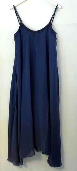 Style 1-3043280136-2696 Brazeau Tricot Blue Size 12 Navy Black Tie Straight Dress on Queenly