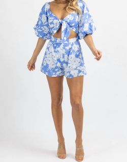 Style 1-3098134088-2696 LUXXEL Blue Size 12 Plus Size Sleeves Free Shipping Floral Jumpsuit Dress on Queenly