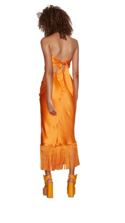 Style 1-3338842500-3011 DELFI COLLECTIVE Orange Size 8 Fringe Strapless Cocktail Dress on Queenly