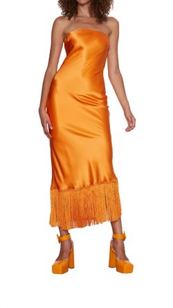 Style 1-3338842500-3011 DELFI COLLECTIVE Orange Size 8 Silk Strapless Polyester Speakeasy Cocktail Dress on Queenly