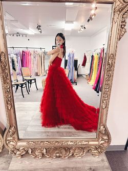 Style 55256 Sherri Hill Red Size 6 Lace A-line Dress on Queenly
