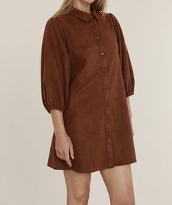 Style 1-3595816026-3236 DOLCE CABO Brown Size 4 Sleeves Suede Cocktail Dress on Queenly