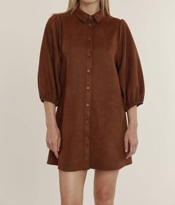 Style 1-3595816026-3236 DOLCE CABO Brown Size 4 Sleeves Suede Cocktail Dress on Queenly