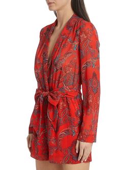 Style 1-3660435972-5 L'Agence Red Size 0 Jewelled Sleeves Polyester Tall Height Jumpsuit Dress on Queenly