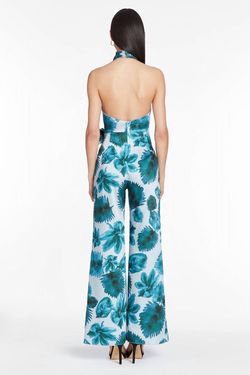 Style 1-3740604919-2901 Amanda Uprichard Blue Size 8 Backless Polyester Tall Height Floor Length Spandex Jumpsuit Dress on Queenly