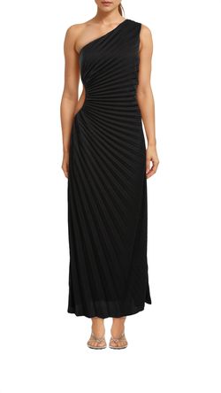 Style 1-3882743018-2791 DELFI COLLECTIVE Black Size 12 Floor Length Polyester One Shoulder Plus Size Straight Dress on Queenly