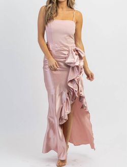 Style 1-3956632028-2696 MABLE Pink Size 12 Free Shipping Ruffles Side slit Dress on Queenly